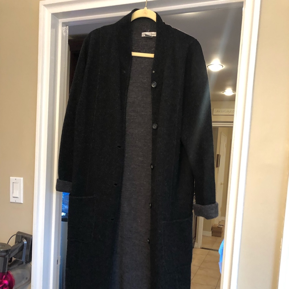 Looooooong wool button sweater